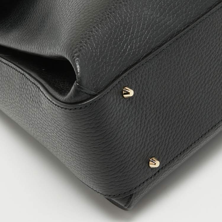 Pre Owned Gucci Black Leather Doller Interlocking G Top Handle Bag