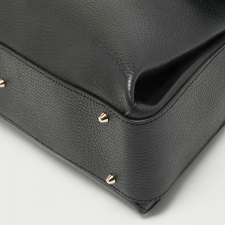 Pre Owned Gucci Black Leather Doller Interlocking G Top Handle Bag