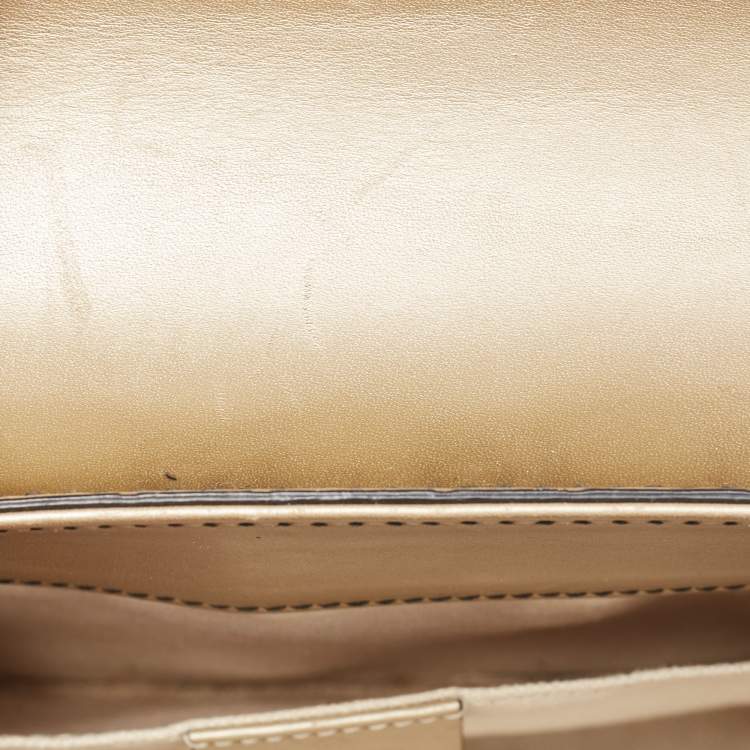 Pre Owned Gucci Pale Gold Guccissima Leather Small Emily Chain Shoulder Bag