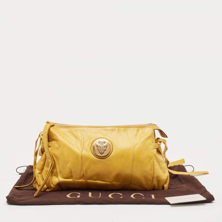 Pre Owned Gucci Yellow Leather Hysteria Clutch