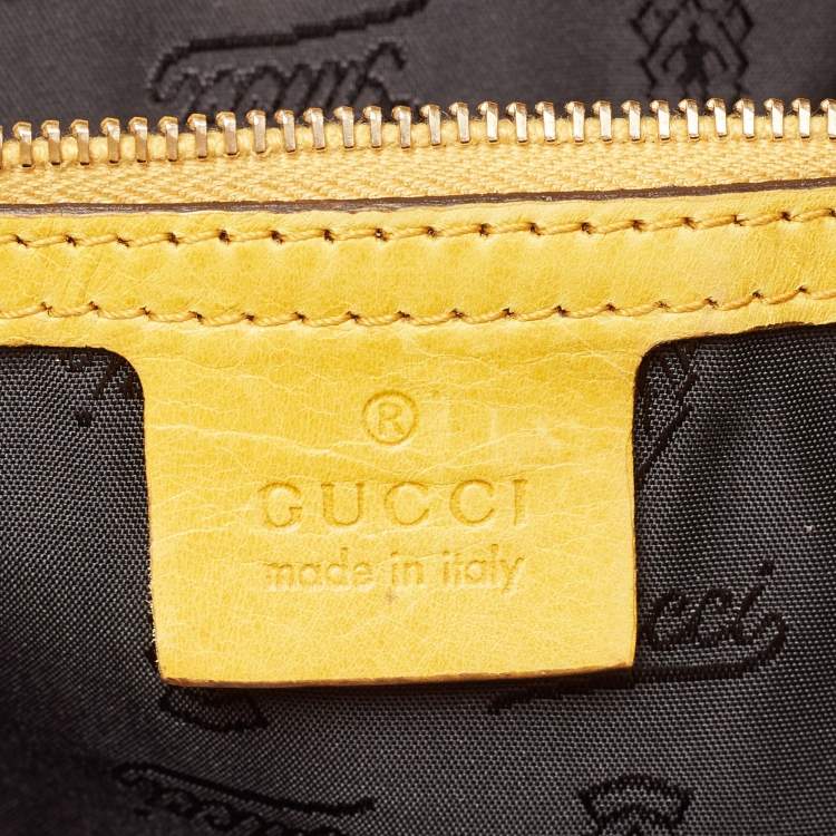 Pre Owned Gucci Yellow Leather Hysteria Clutch