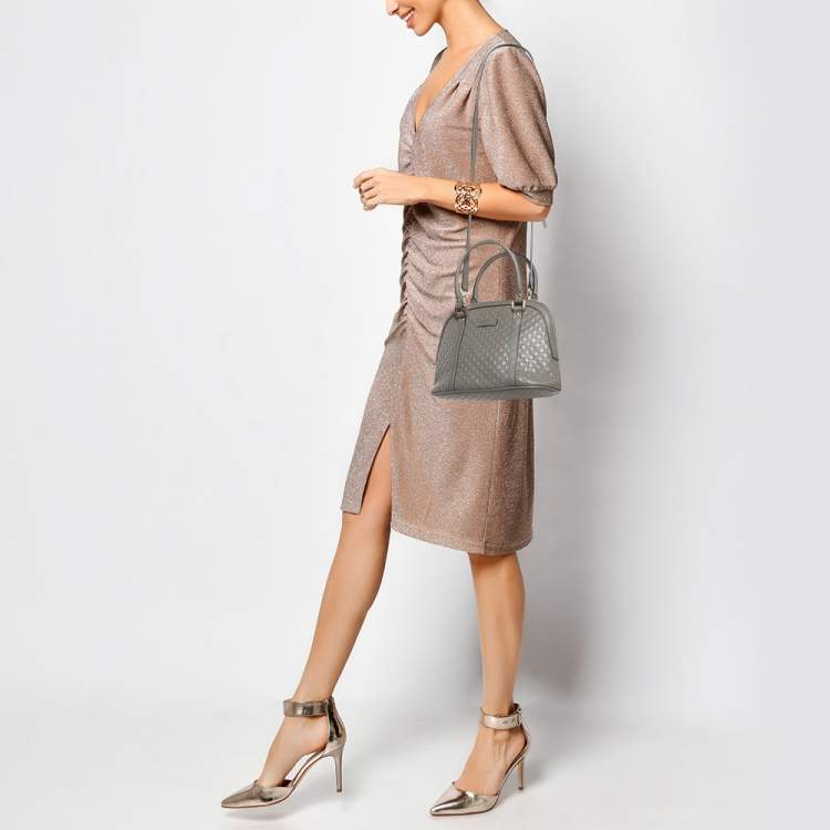 مملوكة مسبقًا Gucci Grey Microguccissima Leather Mini Nice Dome Bag