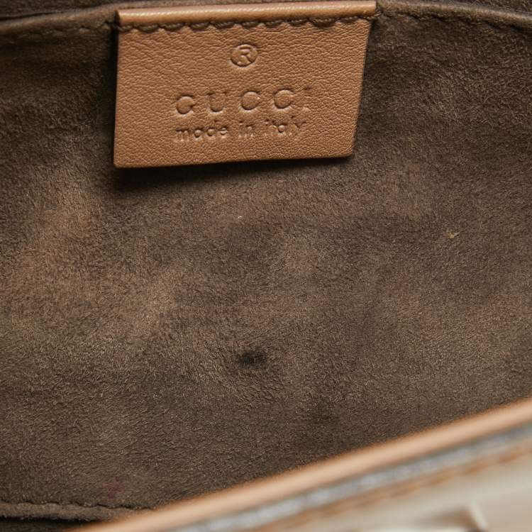 Pre Owned Gucci Beige Glossy Leather Mini Lady Lock Bamboo Top Handle Bag