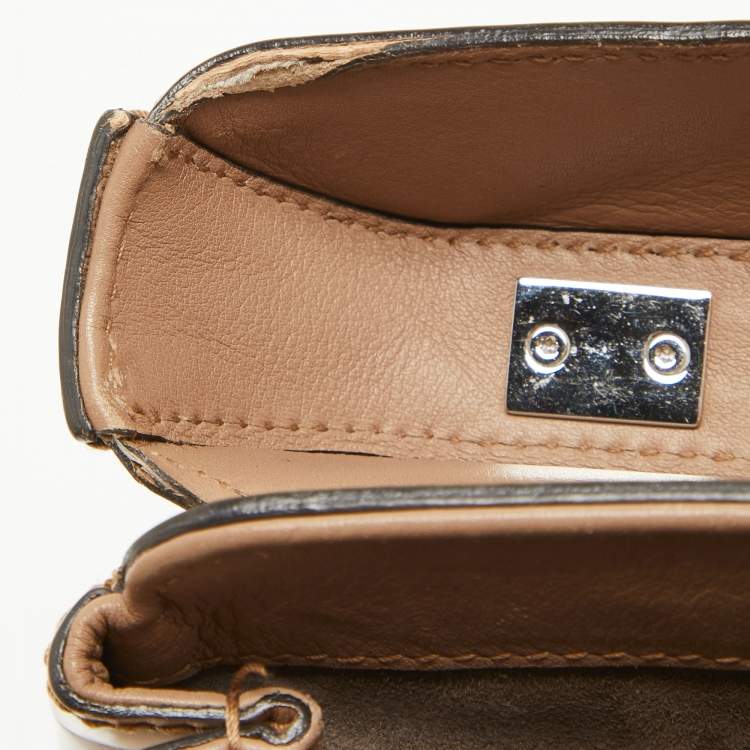Pre Owned Gucci Beige Glossy Leather Mini Lady Lock Bamboo Top Handle Bag
