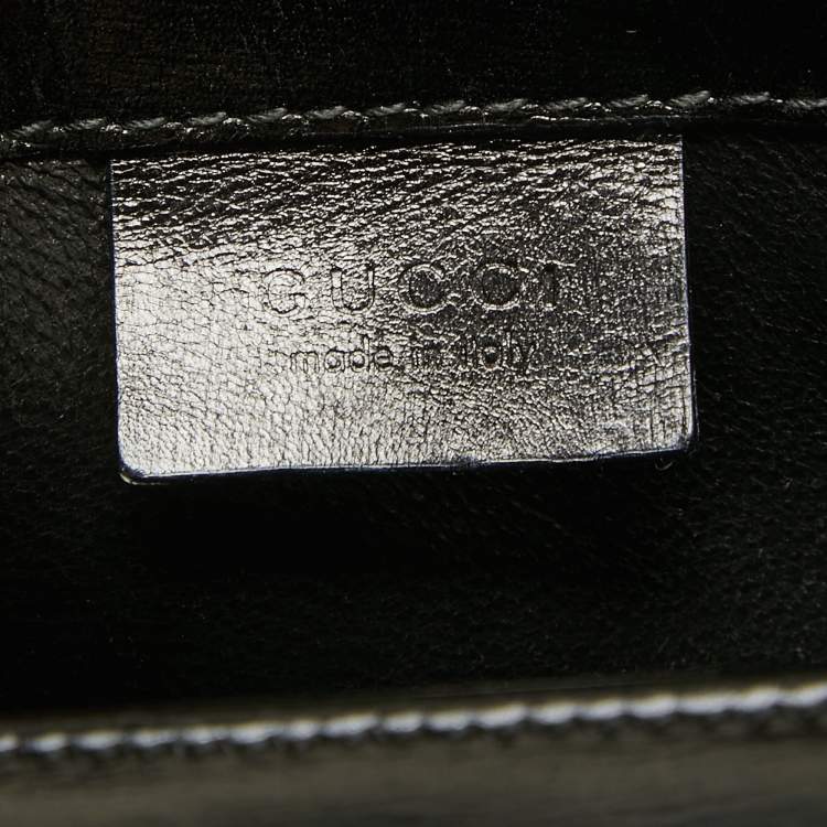 Pre Owned Gucci Black Glossy Leather G Logo Top Handle Bag