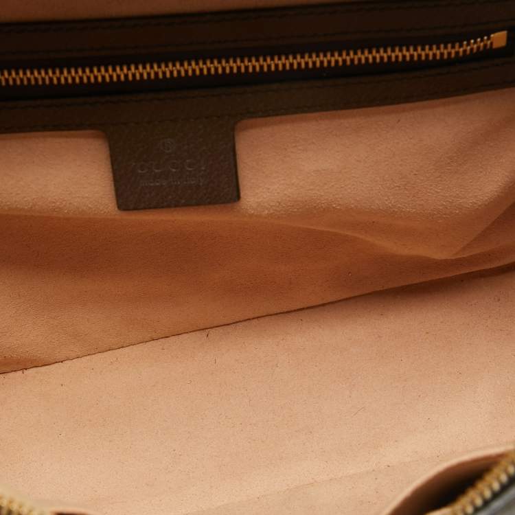 Pre Owned Gucci Beige/Ebony GG Supreme Canvas and Leather Small Ophidia Top Handle Bag