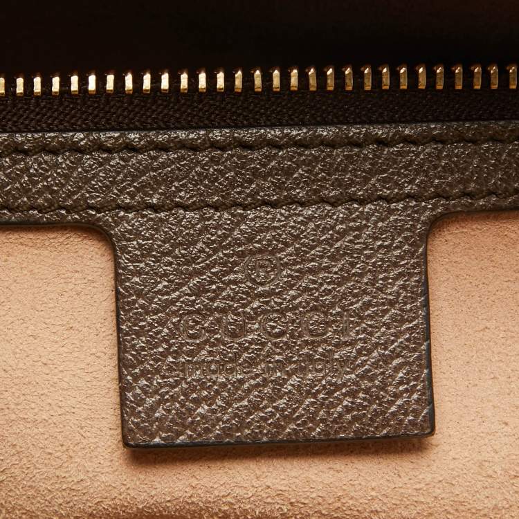 Pre Owned Gucci Beige/Ebony GG Supreme Canvas and Leather Small Ophidia Top Handle Bag