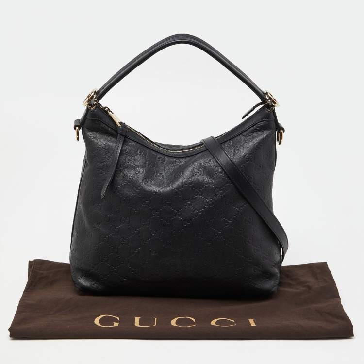 Pre Owned Gucci Black Guccissima Leather Miss GG Original Hobo