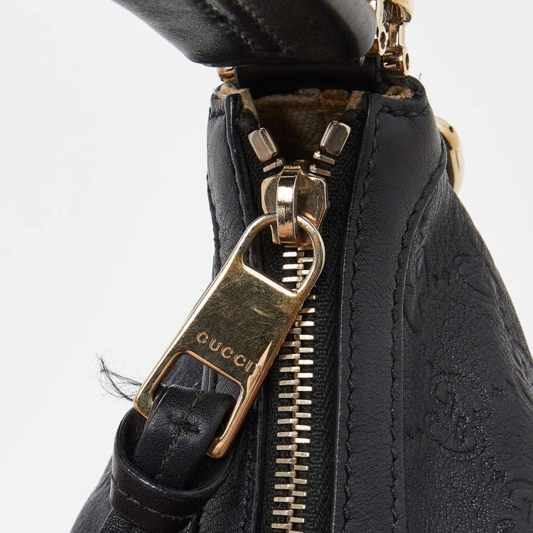 Pre Owned Gucci Black Guccissima Leather Miss GG Original Hobo