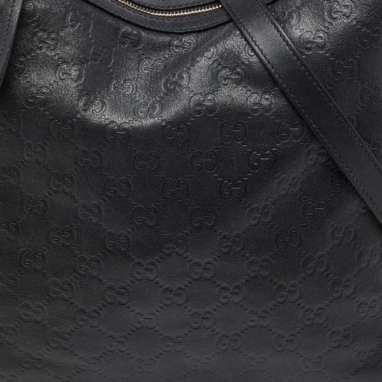 Pre Owned Gucci Black Guccissima Leather Miss GG Original Hobo