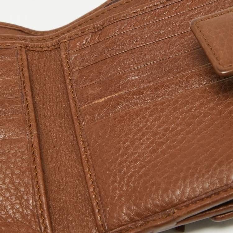 Pre Owned Gucci Brown/Beige GG Canvas and Leather Bamboo Tassel Compact Wallet