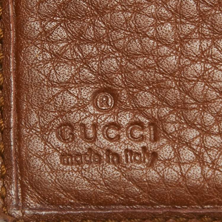 Pre Owned Gucci Brown/Beige GG Canvas and Leather Bamboo Tassel Compact Wallet