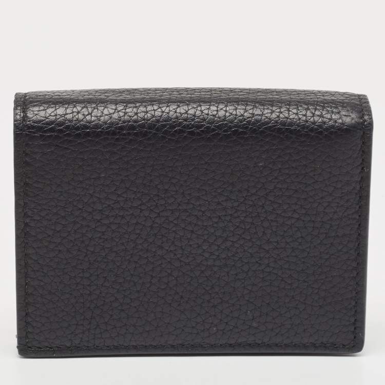 Pre Owned Gucci Black Leather Bee Blind for Love Card Case