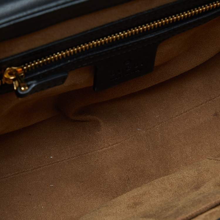 Pre Owned Gucci  Beige/Black GG Supreme Canvas and Leather Small Padlock Top Handle Bag