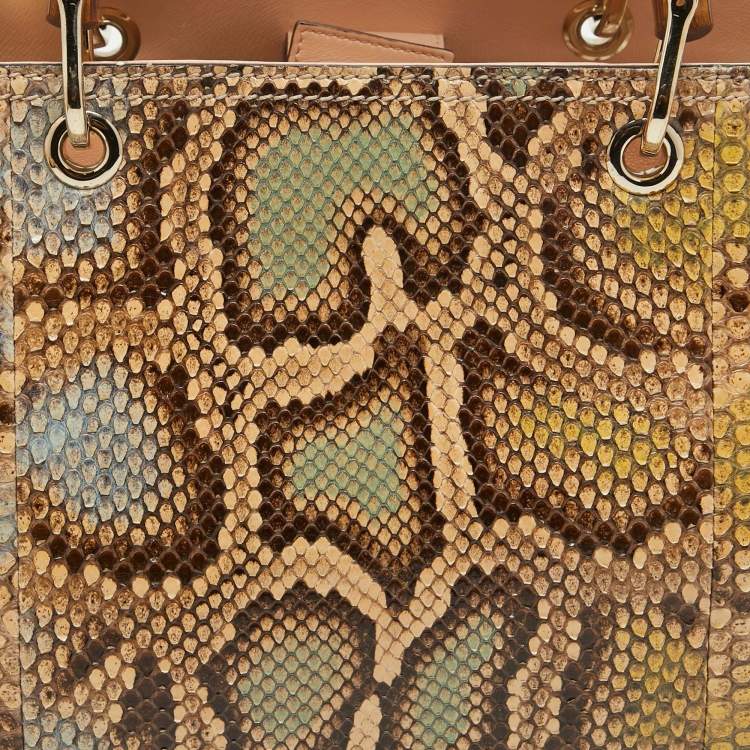 Pre Owned Gucci Multicolor Python Medium Bamboo Shopper Tote