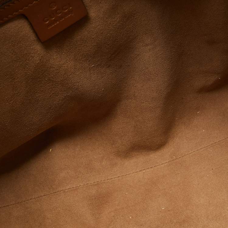 Pre Owned Gucci Beige/Brown GG Supreme Canvas and Leather Medium Padlock Tote