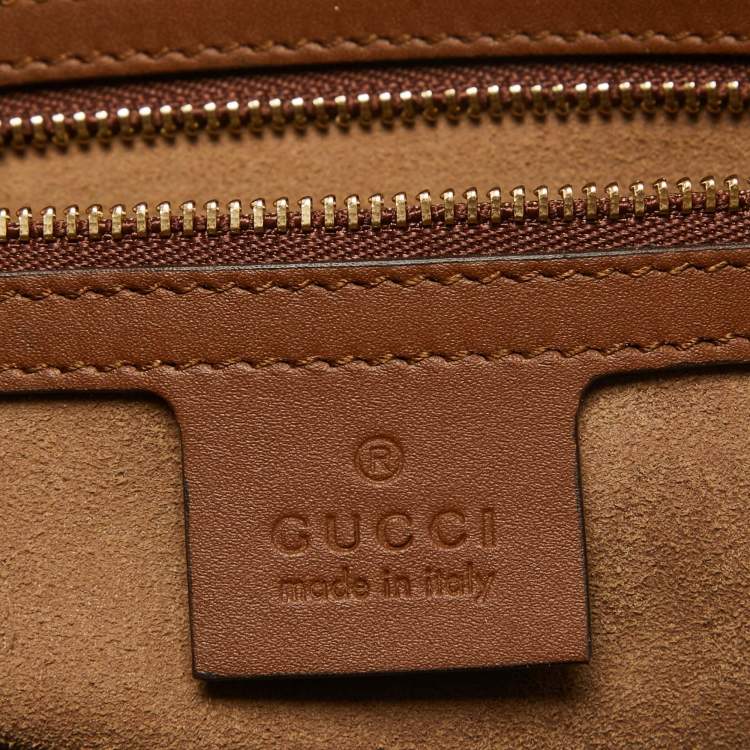 Pre Owned Gucci Beige/Brown GG Supreme Canvas and Leather Medium Padlock Tote