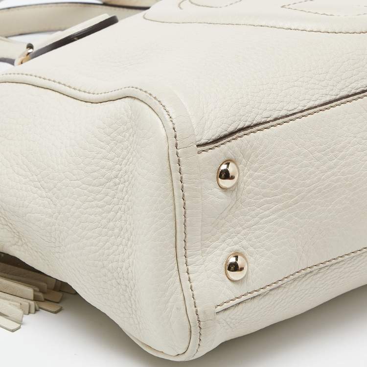 Pre Owned Gucci Cream Leather Soho Zip Tassel Tote