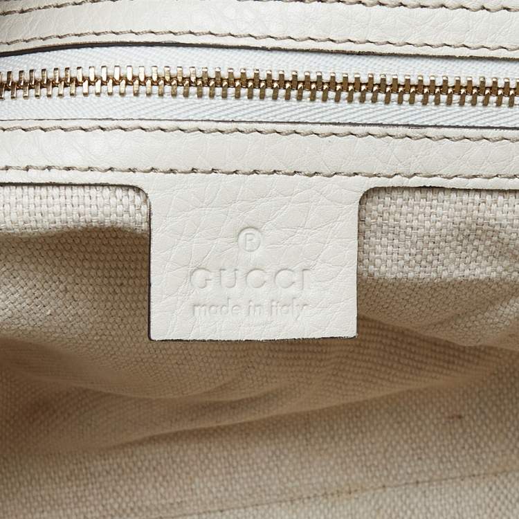 Pre Owned Gucci Cream Leather Soho Zip Tassel Tote