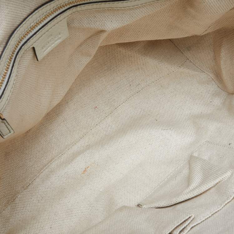 Pre Owned Gucci Cream Leather Soho Zip Tassel Tote