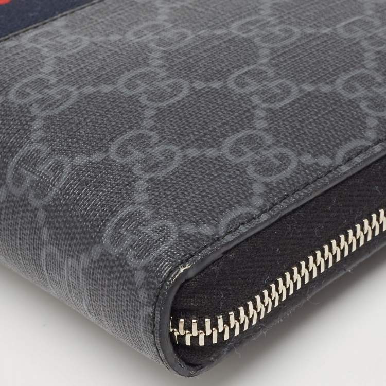 Pre Owned Gucci Black GG Supreme Canvas New Web Continental Wallet