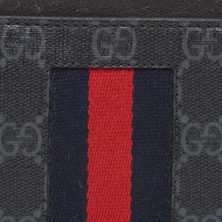 Pre Owned Gucci Black GG Supreme Canvas New Web Continental Wallet