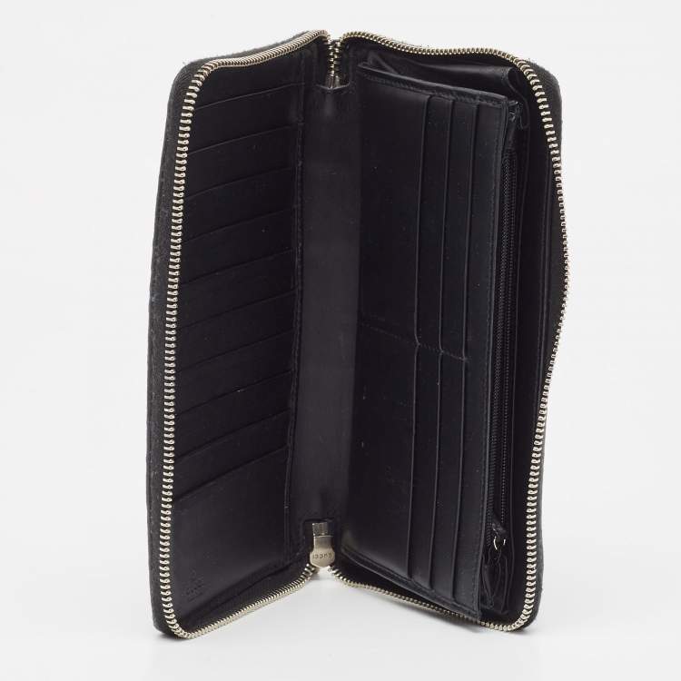 Pre Owned Gucci Black GG Supreme Canvas New Web Continental Wallet