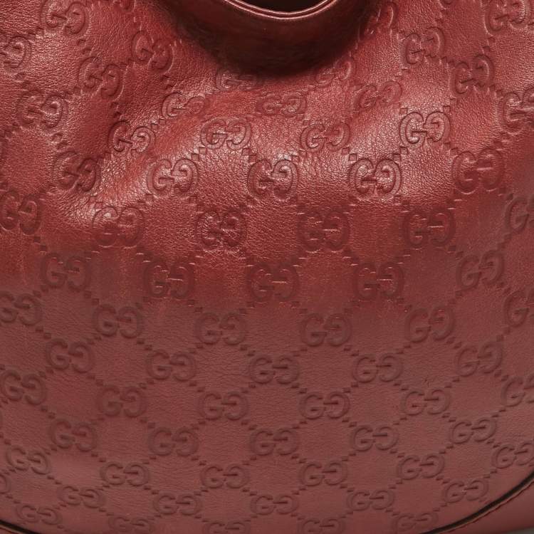 Pre Owned Gucci Red Guccissima Leather Charlotte Hobo