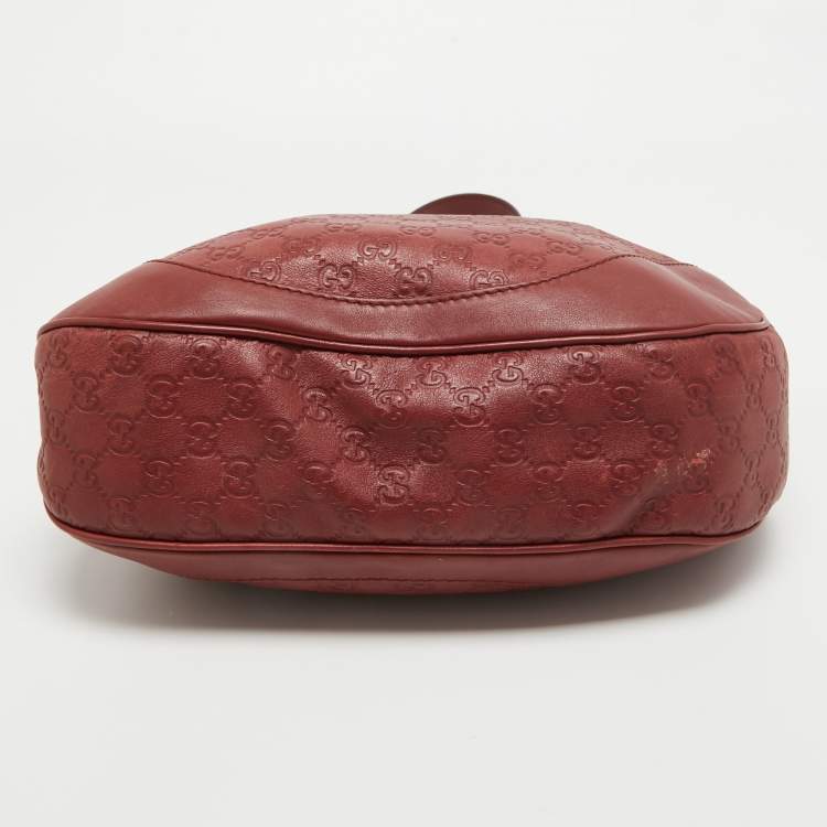 Pre Owned Gucci Red Guccissima Leather Charlotte Hobo