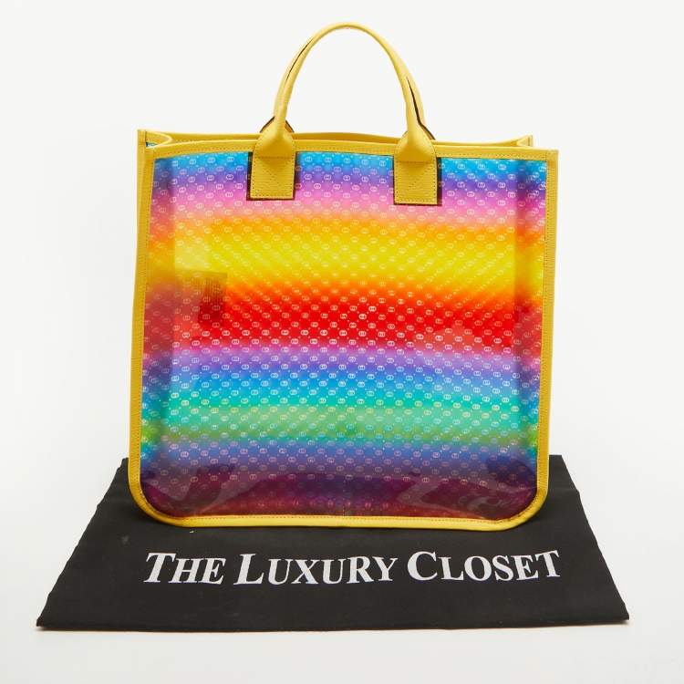Pre Owned Gucci Multicolor Diamante Vinyl and Leather Tote