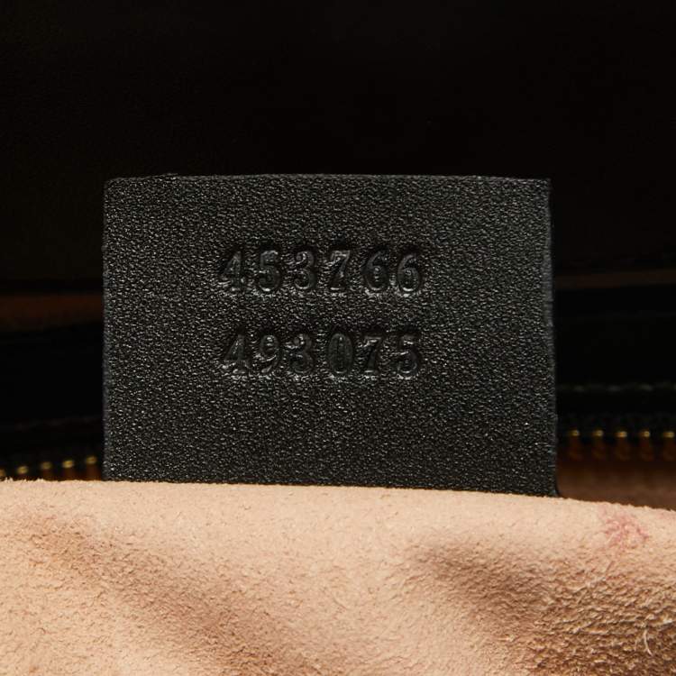 Pre Owned Gucci Black Leather Bamboo Nymphaea Tote