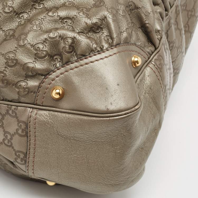 Pre Owned Gucci Grey Guccissima Leather Jockey Hobo