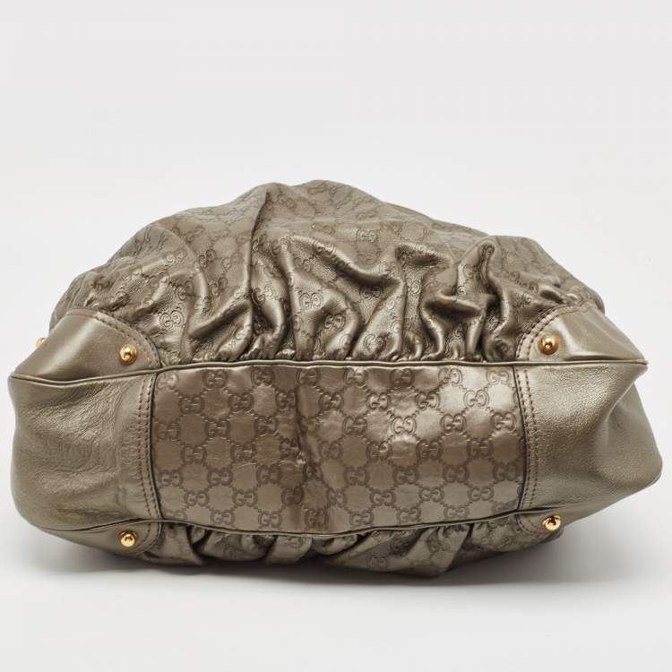 Pre Owned Gucci Grey Guccissima Leather Jockey Hobo