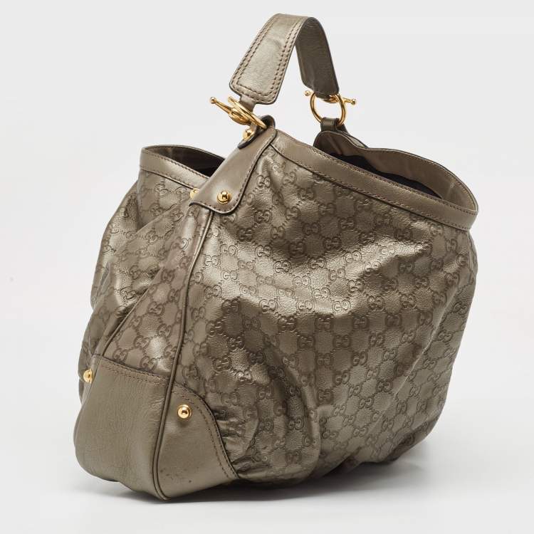Pre Owned Gucci Grey Guccissima Leather Jockey Hobo
