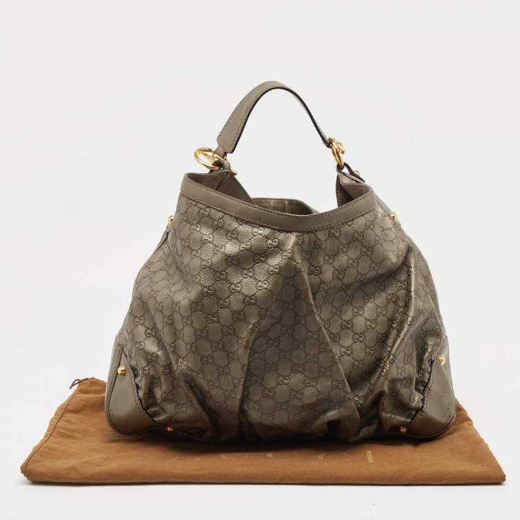 Pre Owned Gucci Grey Guccissima Leather Jockey Hobo