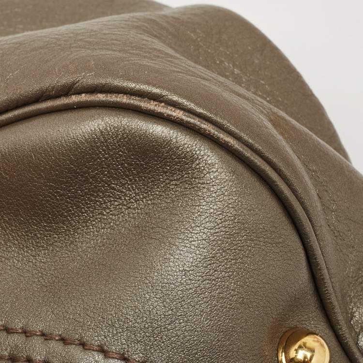 Pre Owned Gucci Grey Guccissima Leather Jockey Hobo