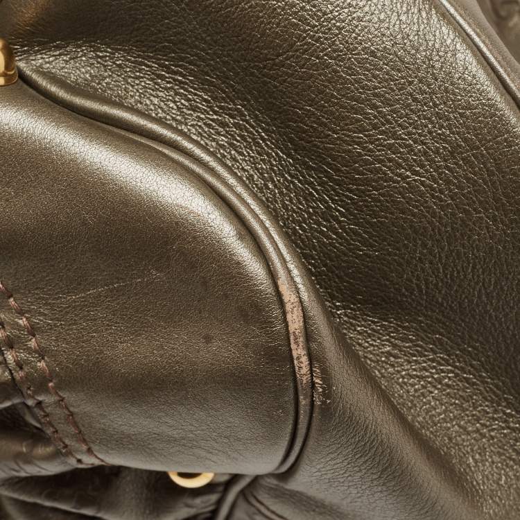 Pre Owned Gucci Grey Guccissima Leather Jockey Hobo