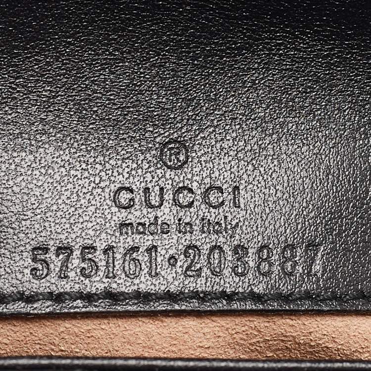 Pre Owned Gucci Black Matelassé Leather GG Marmont 2.0 Purse on Chain