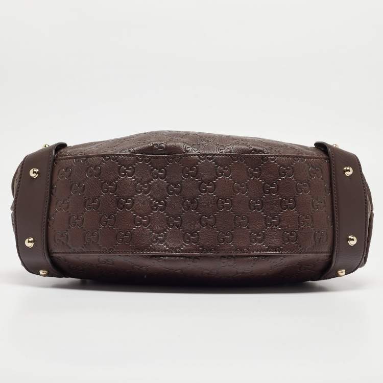 Pre Owned Gucci Dark Brown Guccissima Leather Small Pelham Shoulder Bag