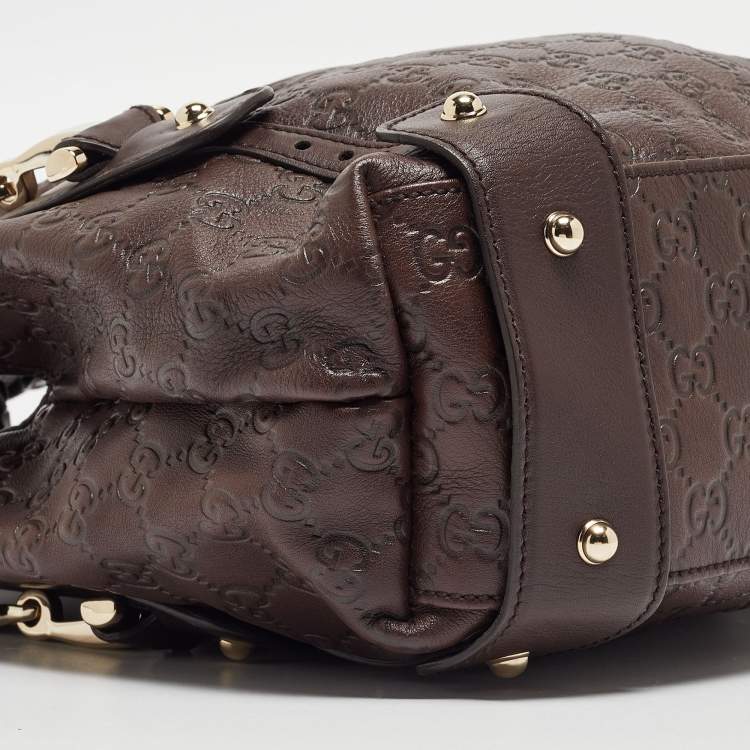 Pre Owned Gucci Dark Brown Guccissima Leather Small Pelham Shoulder Bag