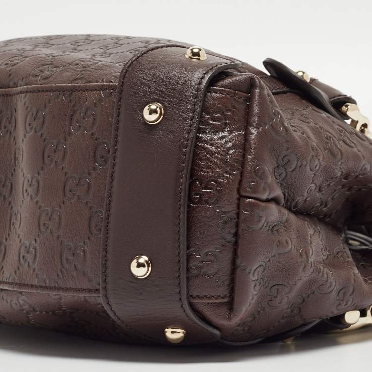 Pre Owned Gucci Dark Brown Guccissima Leather Small Pelham Shoulder Bag