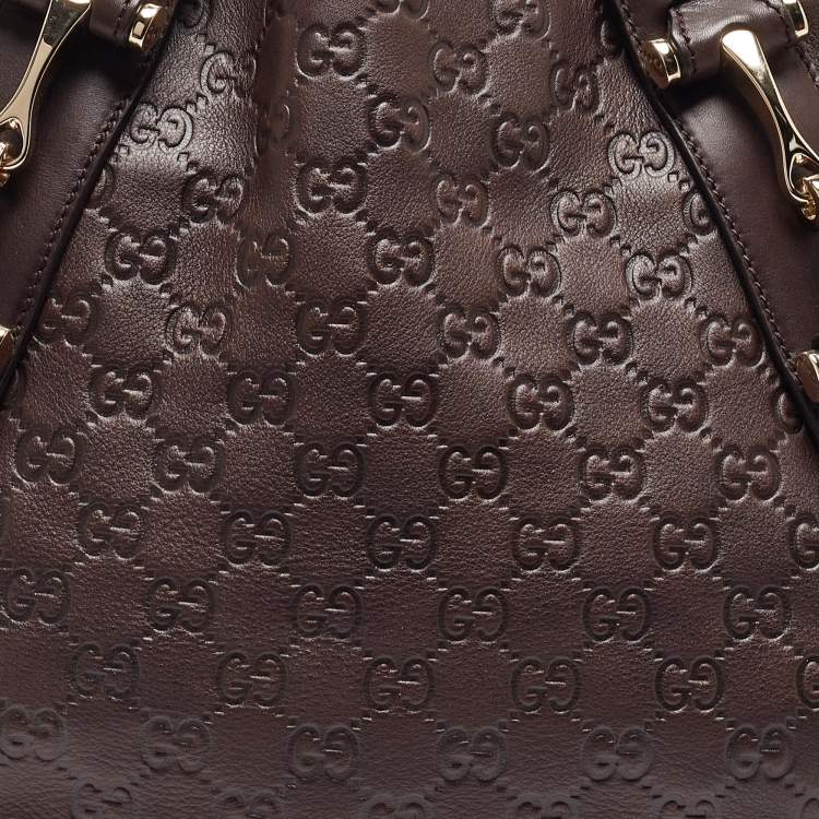 Pre Owned Gucci Dark Brown Guccissima Leather Small Pelham Shoulder Bag