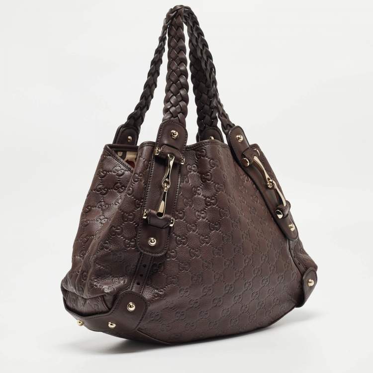 Pre Owned Gucci Dark Brown Guccissima Leather Small Pelham Shoulder Bag