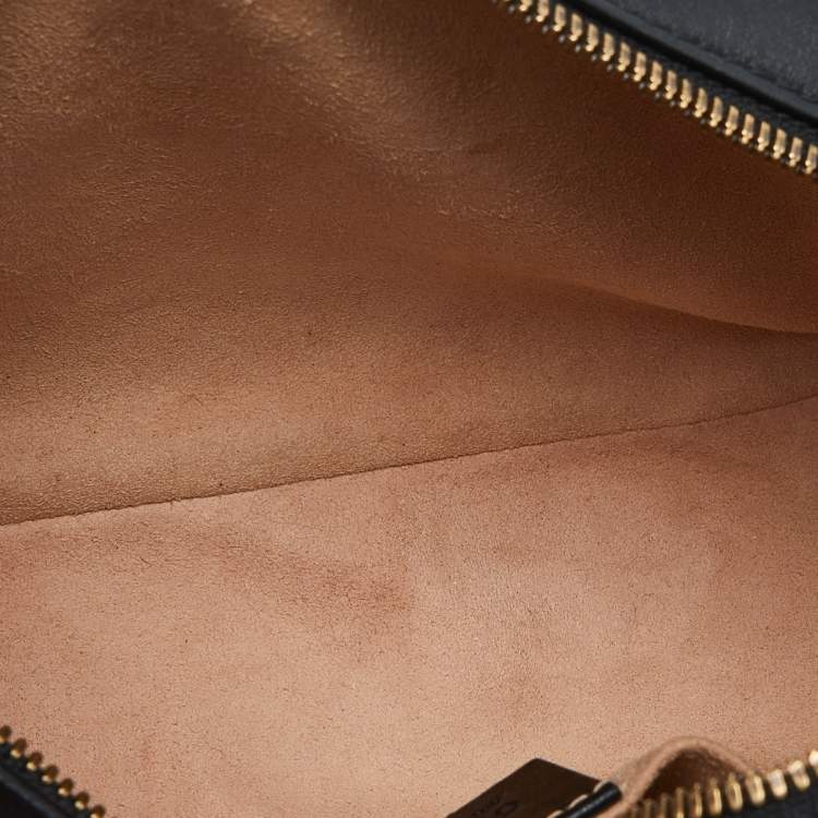 Pre Owned Gucci Black Matelassé Leather Small GG Marmont Camera Bag
