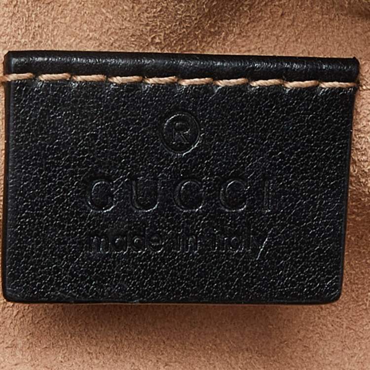 Pre Owned Gucci Black Matelassé Leather Small GG Marmont Camera Bag