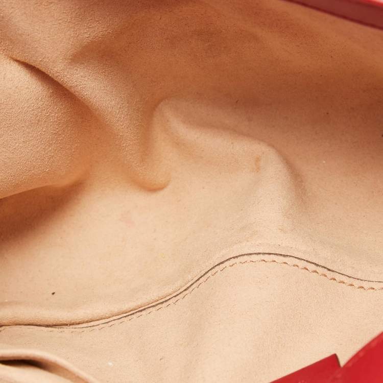 Pre Owned Gucci Red Matelassé Leather Mini GG Marmont Shoulder Bag