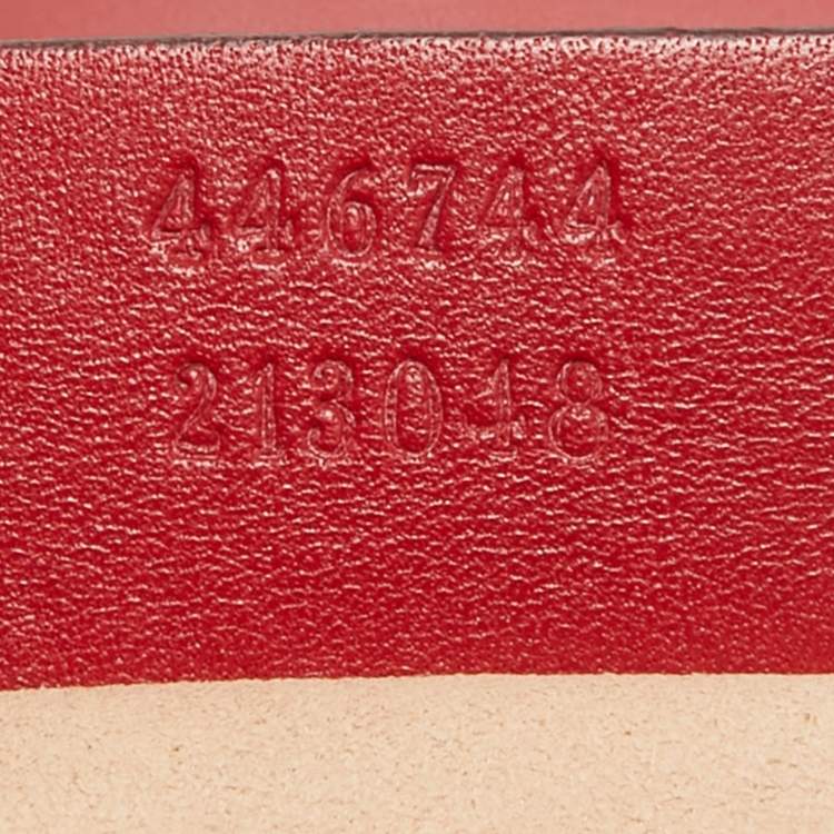 Pre Owned Gucci Red Matelassé Leather Mini GG Marmont Shoulder Bag
