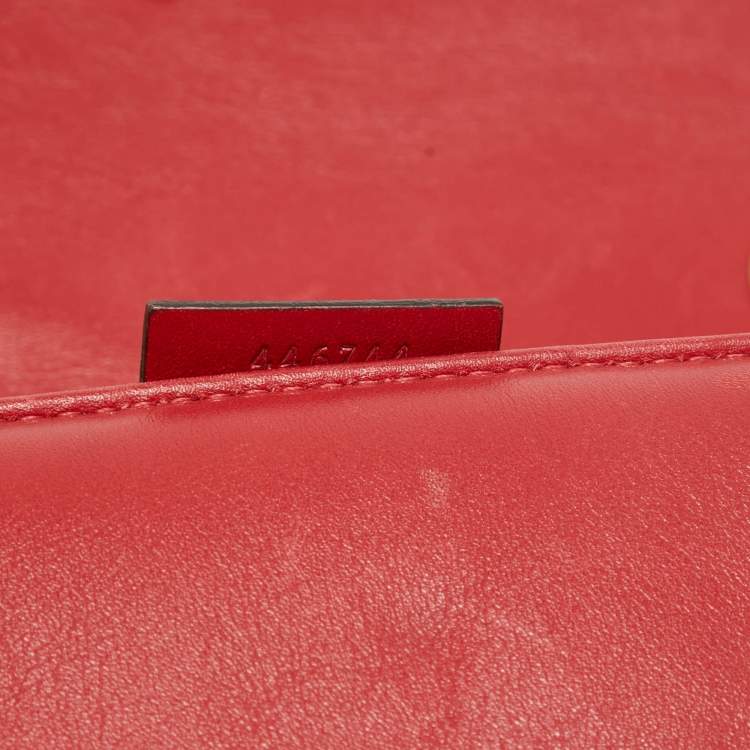 Pre Owned Gucci Red Matelassé Leather Mini GG Marmont Shoulder Bag