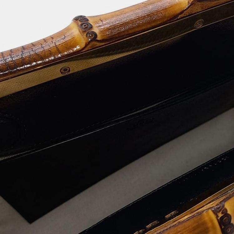 Pre Owned Gucci Black Leather Bamboo Shoulder Bag