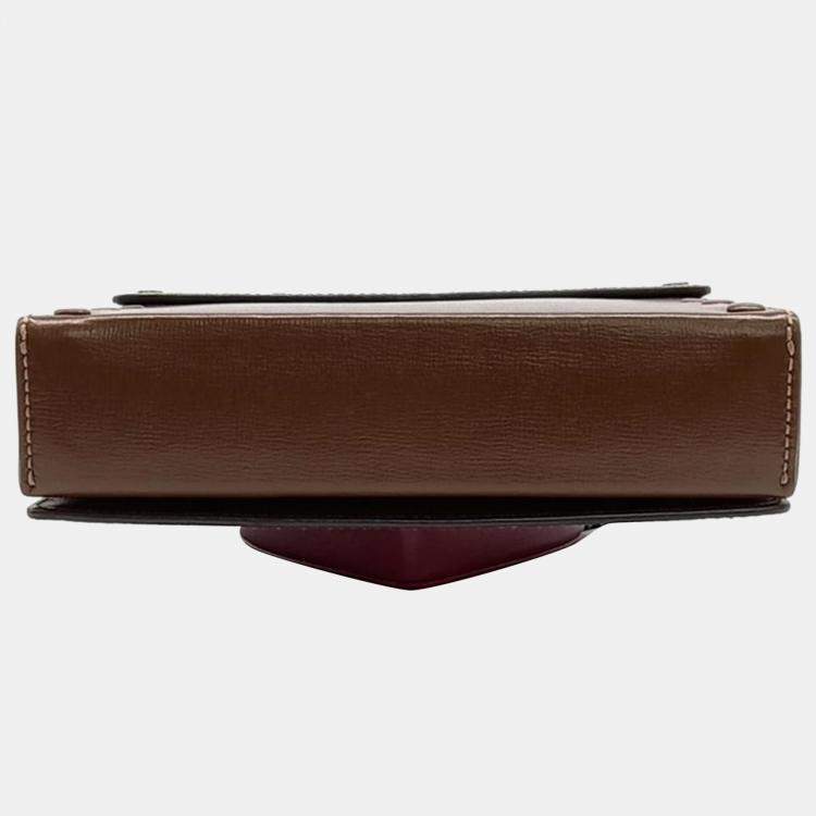 Pre Owned Gucci Beige/Red GG Canvas and Leather Heart Wallet on Chain